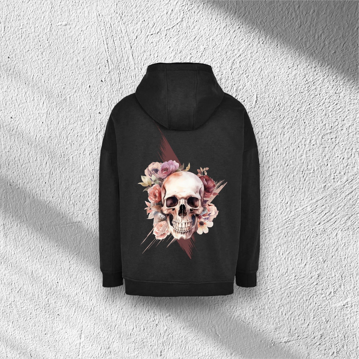 Flower Skull | Oversized Cut On Sleeve Hoody